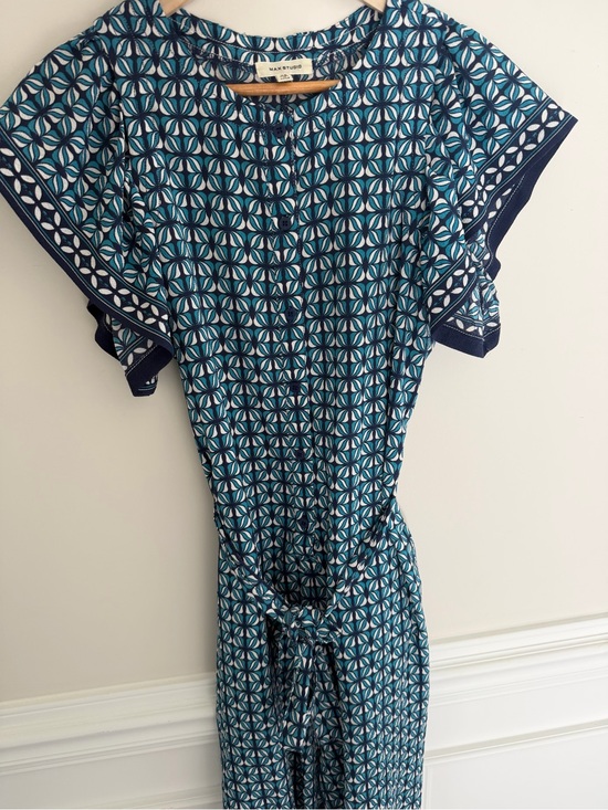 Max Studio Pants - Max Studio Womens Blue Print Capri Jumpsuit Size Xs